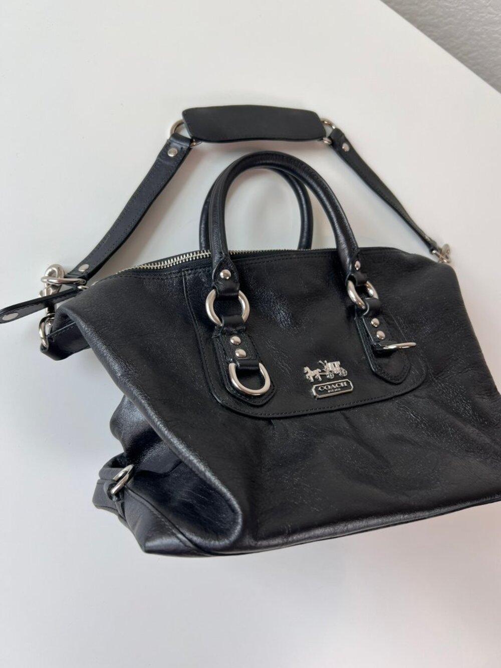 Y2K Coach Madison Sabrina Black Leather Purse Silver Hardware - Picture 11 of 12